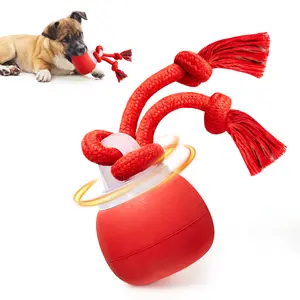 Potaroma Dog Ball Toys Touch Activated, Rechargeable, Squeaky Dog Toy, Interactive Moving Ball for Pup with Rope for Medium Small Dogs Puppy Dark Red,Interactive Training Ball