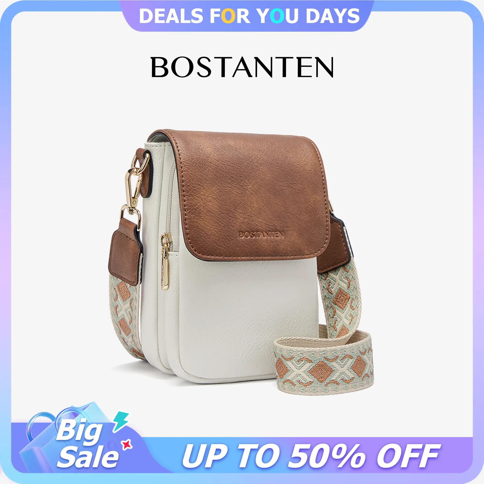 Bostanten Women's Leather Fashionable Crossbody Bag - Small Everyday Handbag Shoulder Bag with Card Slots, Adjustable Strap, Ideal Mother's Day Gift (Summer Vibes) | Accessories for Women, Purses For Women