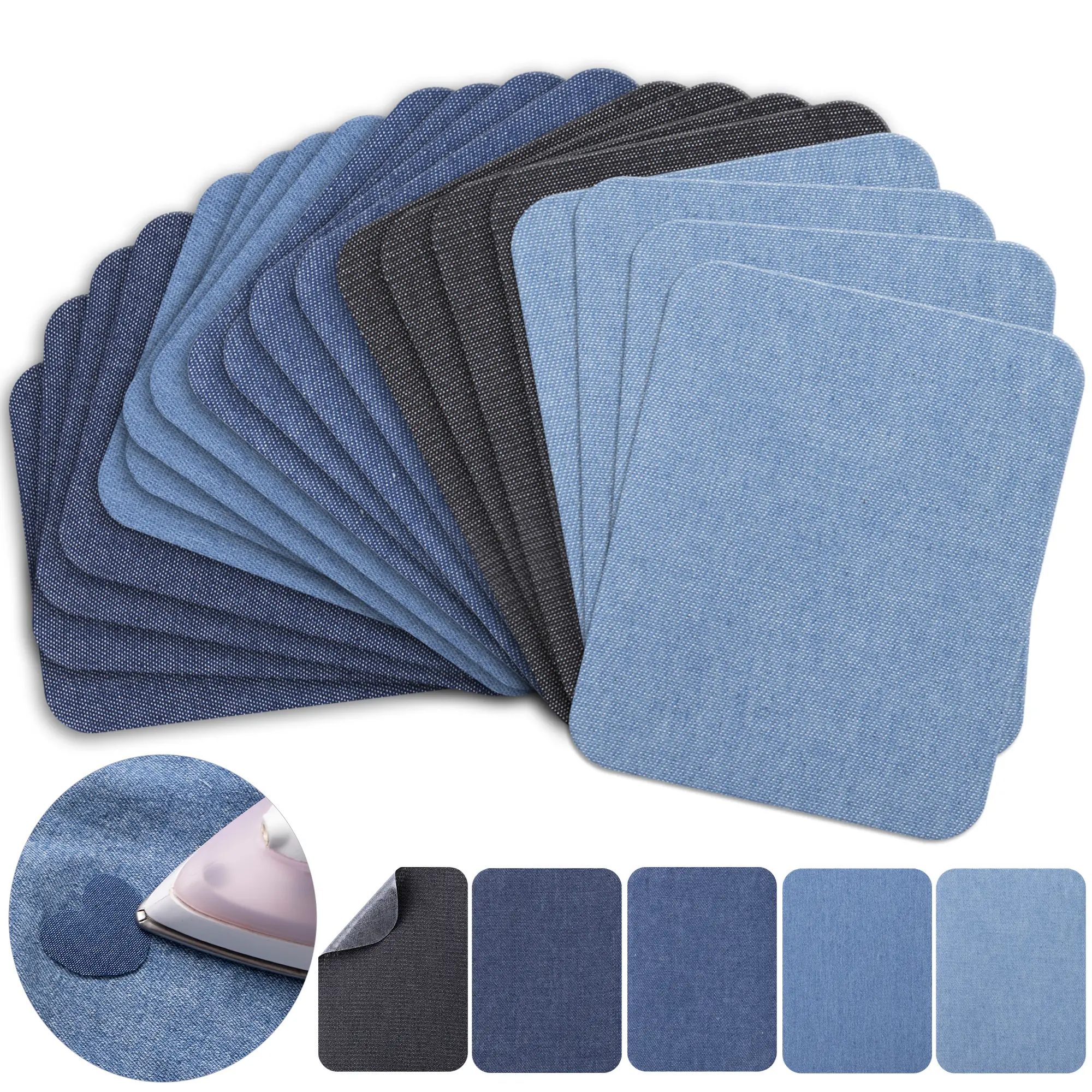 20pcs Iron on Patches for Clothes Jeans Pants and Denim Fabric Repair for Ripped Jeans Backpacks Tote Bags and Pants Holes Applique Patches for Clothing and Inside Jean Repair