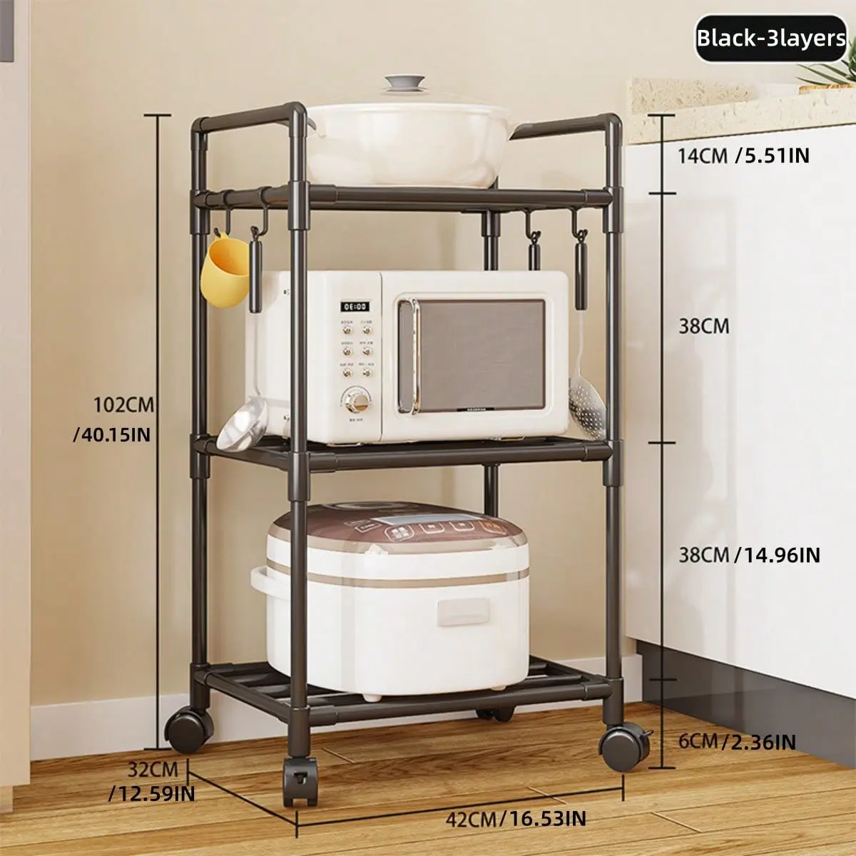 6-Layer High Shoe Rack, Floor-Standing with Wheels, Bathroom Kitchen Storage Organizer, Stackable Shoe Cabinet, Space-Saving Design, Plastic Kitchen Storage