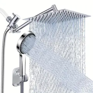 High Pressure Rainfall & Handheld Shower Head – Adjustable, Chrome/Black