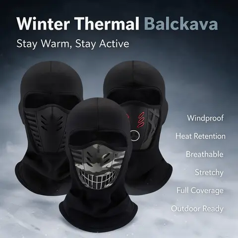 Unisex Fleece Face Cover Balaclava Ski Mask - 14.17in x 9.84in, Wind-Resistant, Anti-Haze, Soft, Winter Full Facial Coverage for Motorcycle Riding, Skiing, 14.17 Inches X 9.84 Inches
