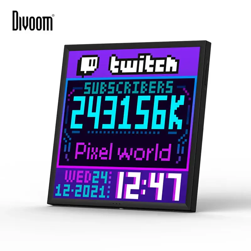 Divoom Pixoo-64 Smart Pixel Display - Live Follower Counter, Digital Photo Frame for Gaming Room Decor, Home Decoration