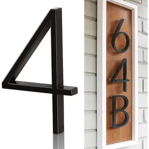5" Metal Floating House Numbers, Black Zinc Alloy Solid Modern House Address Number,Anti-Rust House Numbers Decorative Address Sign for Door Garden Mailbox with  Kit,Coated Black,Number(4)