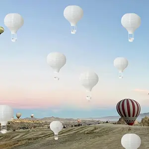 6Pcs Hot Air Balloon Paper Lantern, 12inch White Hanging Decorative Lantern, Suitable for DIY Handicrafts, Wedding, Birthday, Engagement, Baby Washing, Party, Family Classroom Decoration, No Power Required,