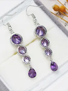 Fashion Purple Zircon Dangle Long Earrings ,Elegant Jewelry Accessory, Stylish Design for Daily Wear, Perfect Gift Idea, Trendy Fashion Statement Piece