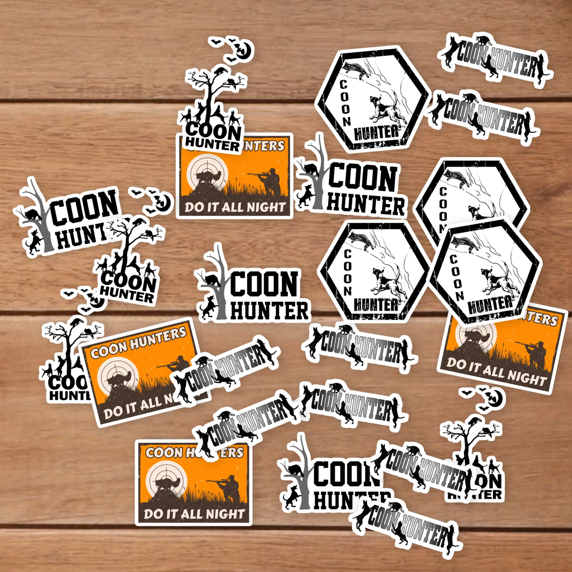 Stickers Pack 20 Pcs Coon Water Vinyl Bottle Hunters Skateboard Aesthetic Bike Laptop Luggage Bumper Car Waterproof Guitar Colorful