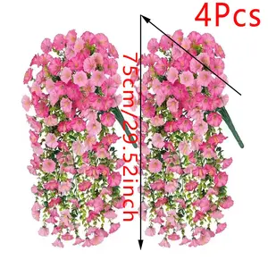 4-pack Outdoor/indoor Hanging Flower Artificial Flowers, Faux Flowers - UV Resistant Imitation Dwarf Morning Glory Series, Suitable For All-weather Decoration In Doorways, Courtyards - No Maintenance, Porch Decoration, Garden Decoration