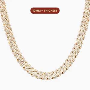 JAXXON Iced Out Cuban Link Chain 10mm - Gold - Diamond Simulants - Box Clasp