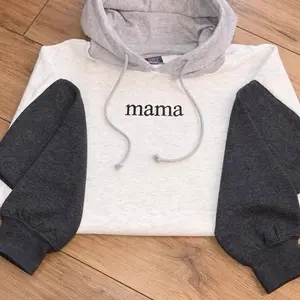 Mama Cropped Color Block Hoodie - Soft Cotton Blend, Stylish Design, Perfect for Casual Wear