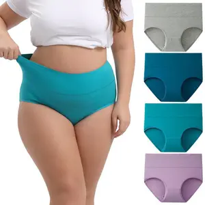 Women's Plus Size XL-5XL High Waisted Cotton  4-Pack, Soft & Comfortable Full Coverage Briefs, Breathable Stretchy Fabric for Everyday Wear & All-Day Comfort Womenswear Minimalist triangle women period underwear Panties