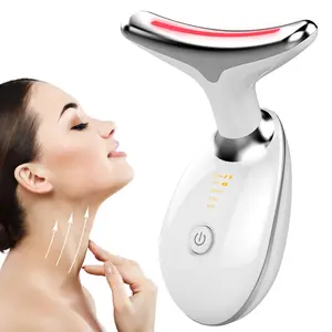 Multifunctional Facial Neck and Face Massager with 7-Color LED – White Face Sculpting Device