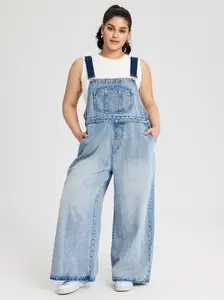 Denim Pocket Wide Leg Jumpsuit Curve & Plus