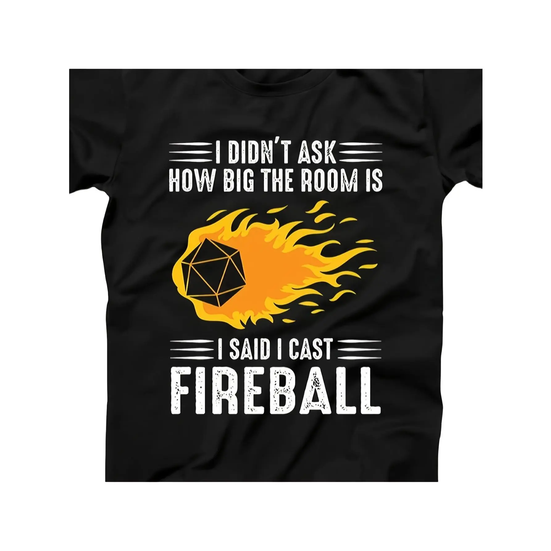 Men's Cotton T-Shirt, Relaxed Fit D&D "Cast Fireball" Graphic Tee, Breathable Short Sleeve Streetwear for Sports and Outdoors, Preppy, Korean, Thanksgiving, Fashion, Print, Sweet, Japanese, Vintage, M