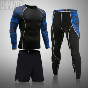 Men's Rashguard Sports Compression Thermal Underwear Suit Fitness Jogging Set Sportswear Gym Clothing Men Sport Tracksuit
