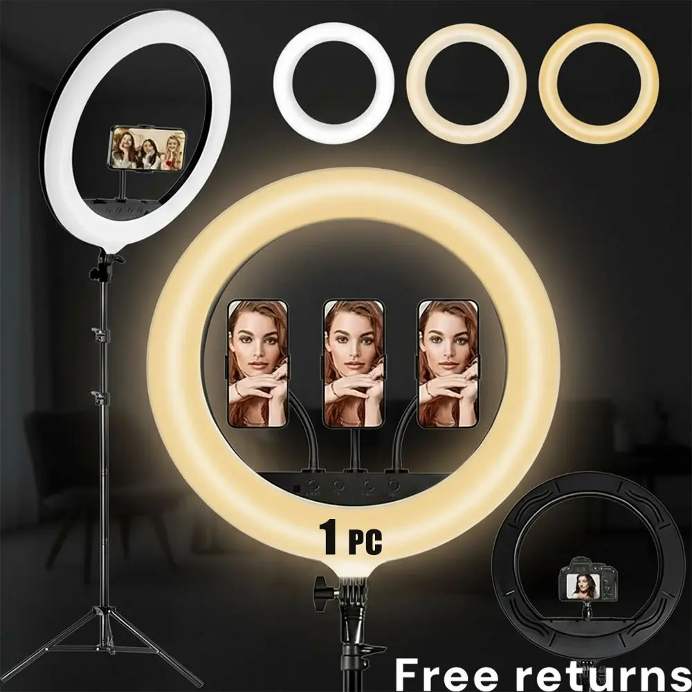 18" Ring Light with 1.86m Extendable Tripod Stands and Phone Holder, Dimmable LED Circle Round Light for Selfie Camera Photography/Makeup/YouTube Video/Vlogging/Live Streaming#tiktokshopbacktoschool#sohochic