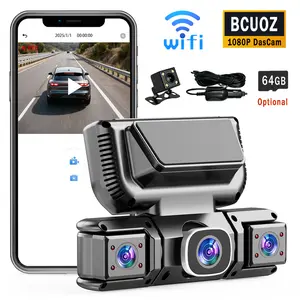 4-Channel Dash Cam Built-in WiFi, With 64GB Card, (Not wireless)Full HD Dual Dash Camera for Cars Front,Requires charging to use，Rear Left and Right, Car Camera with Clear Night Vision, HDR, App Control.Automotive Driving Recorder##Summervibes