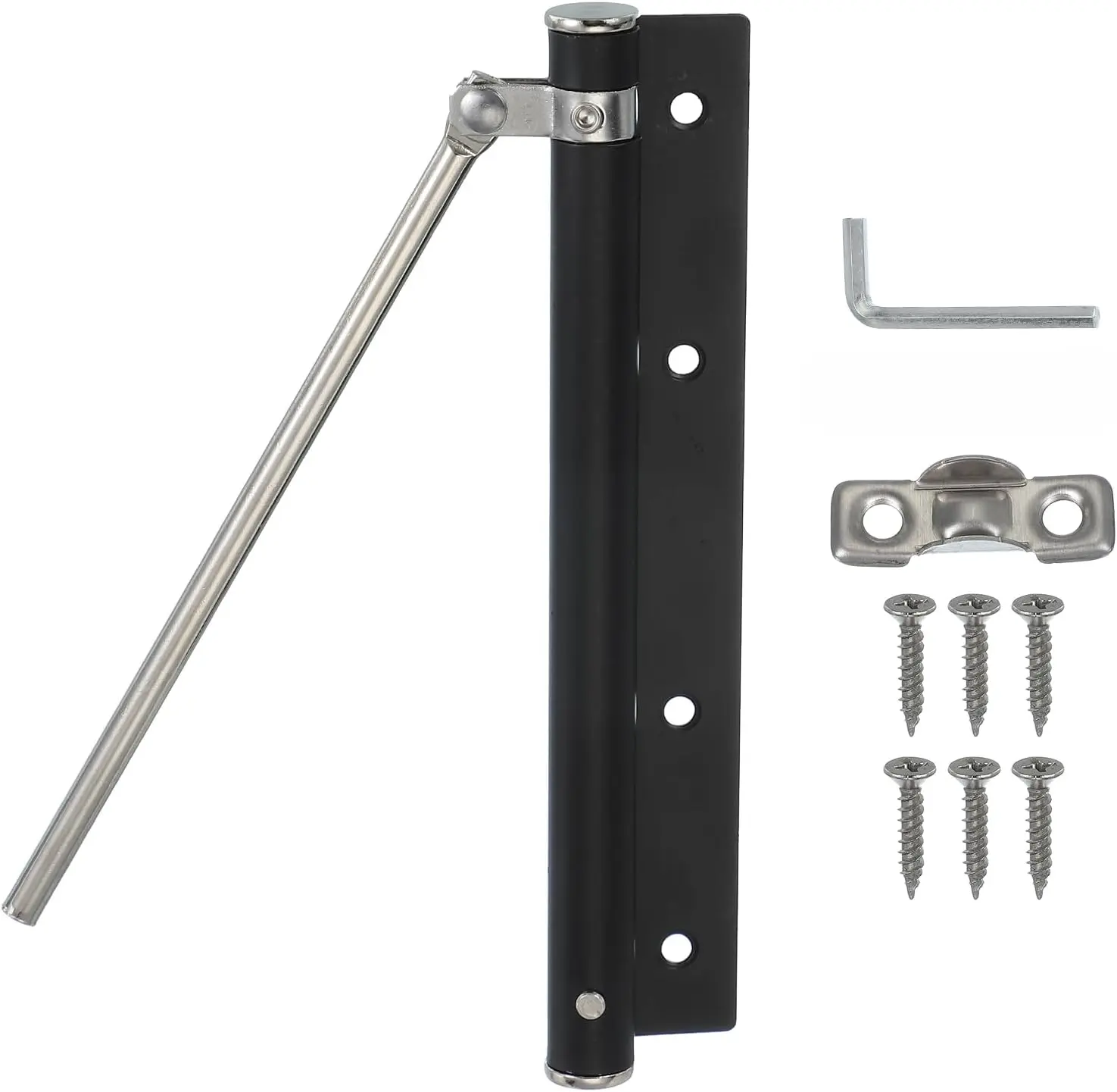 Automatic Door Closer, 304 Stainless Steel, Surface Mounted, Adjustable Spring, Commercial and Residential (Black)