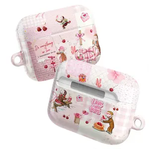 Coquette Pink Curious George AirPods Case | Cute Floral Curious Monkey Pink Patchwork -Cottagecore Cherry AirPods Cover for AirPods 4 Airpods 3 Airpods Pro 2 AirPods Pro Gen 3 | Cute Faith Floral, Gift for Women & Girls