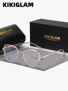 KIKIGLAM 1 Piece Unisex Full Frame Plano Glasses, Anti Blue Light Square Frame Plano Glasses, Lightweight Frames, Urban Style, Lightweight Eyeglasses, Square Frame Eyewear, Stylish Glasses, Fashion Eyewear