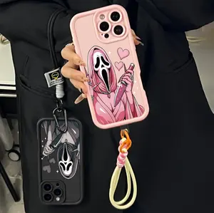 Halloween Cute Scare Horror Ghost for iPhone Samsung Galaxy Case iPhone 17Pro Max Air 16 15Plus 14 13 12 11 XR XS S26 Ultra S25 S24 FE S23 S22 S21 Phone Case Soft TPU BumperDrop Protaection Rugged Durable Back Cover.JL09