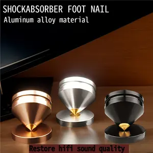 Four copper aluminum alloy high fidelity speaker bracket foot pads, shock absorbers, and speaker aluminum alloy metal foot pads provide a better audio experience for speakers, subwoofers, amplifiers, and home theaters. High quality music festival party