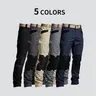 HOMUG Men's Stylish Loose Tactical Sports Trouser with Stretched Waistband, Belt, Pockets, Knee-Pad Design, 230g/m² Fabric for Spring, Summer Outdoor Activities