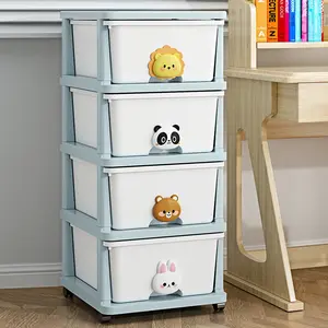 Cartoon toy drawer storage rack, children's snack storage cabinet, multi-purpose mobile storage shelf, suitable for nursery and Living room trolley storage Organizer，Easy to move and with large storage space storage rack