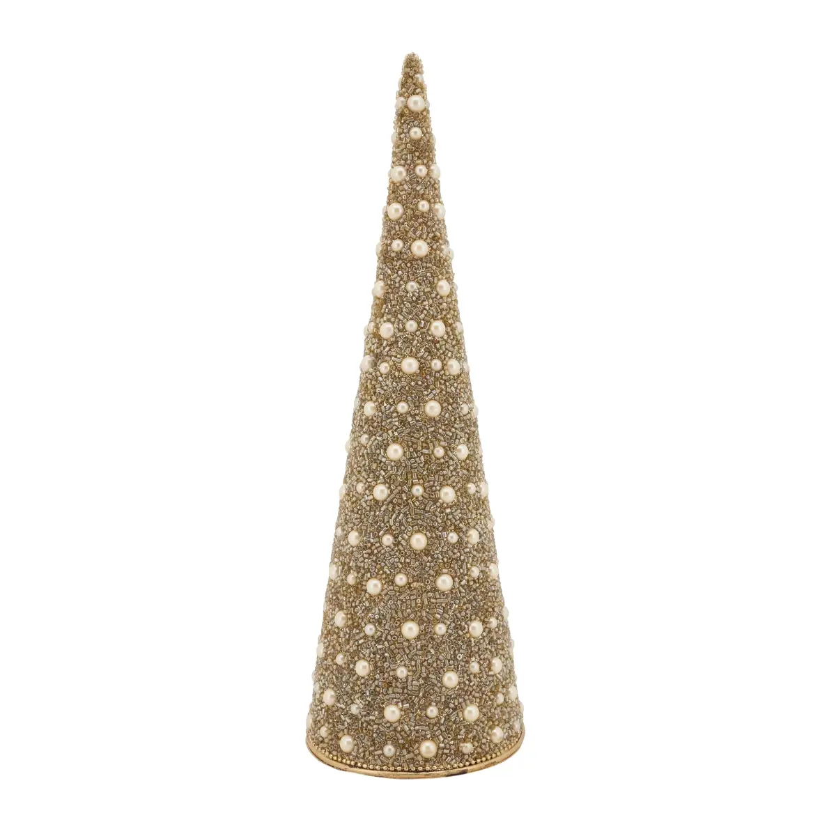 24-in Lightweight Champagne Sparkling Beaded Christmas Tree with Glass-Metal Ornaments, Uncorded Acrylic Holiday Decoration for Festive Home Use, Wipe Clean, No Assembly Required
