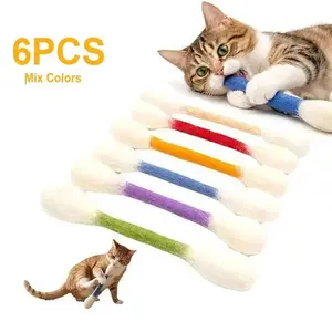 6 Pack Giant Q Tip Cat Toys, Funny Cotton Swab Shape Interactive Kitten Chew Toys, Soft Felt Teething Sticks for Indoor Cats, Anxiety & Boredom Relief Pet Toys for Dental Cleaning, Daily Play & Cat Entertainment summerwins