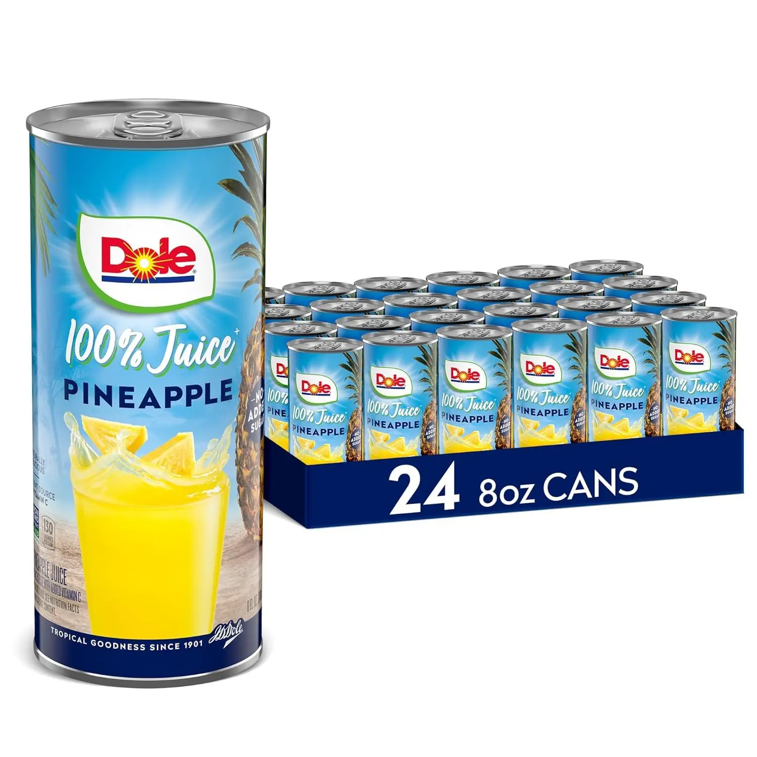 100% Pineapple Juice, No Added Sugar, Excellent Source of Vitamin C, 100% Fruit Juice, Packaging May Vary, 8.0 Fl Oz (Pack of 24)