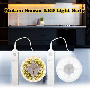 Human body induction warm white LED light strip, smart sensor switch, easy to install. Suitable for wardrobes, cabinets, stairs, bedrooms, studies, and entryways, Closet Lighting (batteries not included).