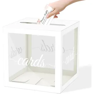White Clear Cards Box, White Cards Receiving Box For Wedding, Engagement, Birthday, Bridal or  Shower, Graduation, Anniversaries Party Decorations Supplies