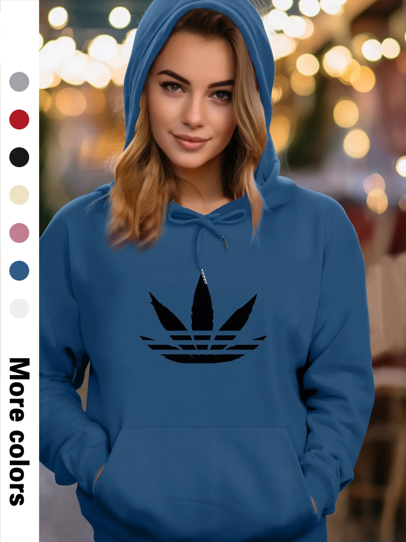 Women's Spring & Fall Casual Fashion Long Sleeve Hoodie Sweatshirt, Fitted Leaf Letter Pattern Design, Available in 7 Colors, Perfect for Daily Wear