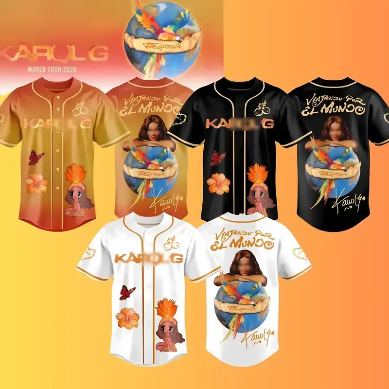 Tropicoqueta Baseball Jersey, Viajando Por El Mundo Tour 2026 Shirt, Latin Music Fan Apparel, Concert Outfit, Streetwear Gift, Button-Up Jersey