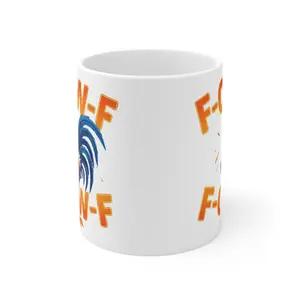 “F-CAW-F” Funny Rooster Mug, 11oz Coffee Cup, Gift for Animal Lovers, Cute Kitchen Decor, Humorous Farmhouse Kitchenware