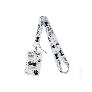 Style Cat Pattern ID Card Holder Lanyard, Anti-Loss Student Meal Card Bus Card Case, Suitable for Students Teachers Gifts Daily Use, Id Badge Holder