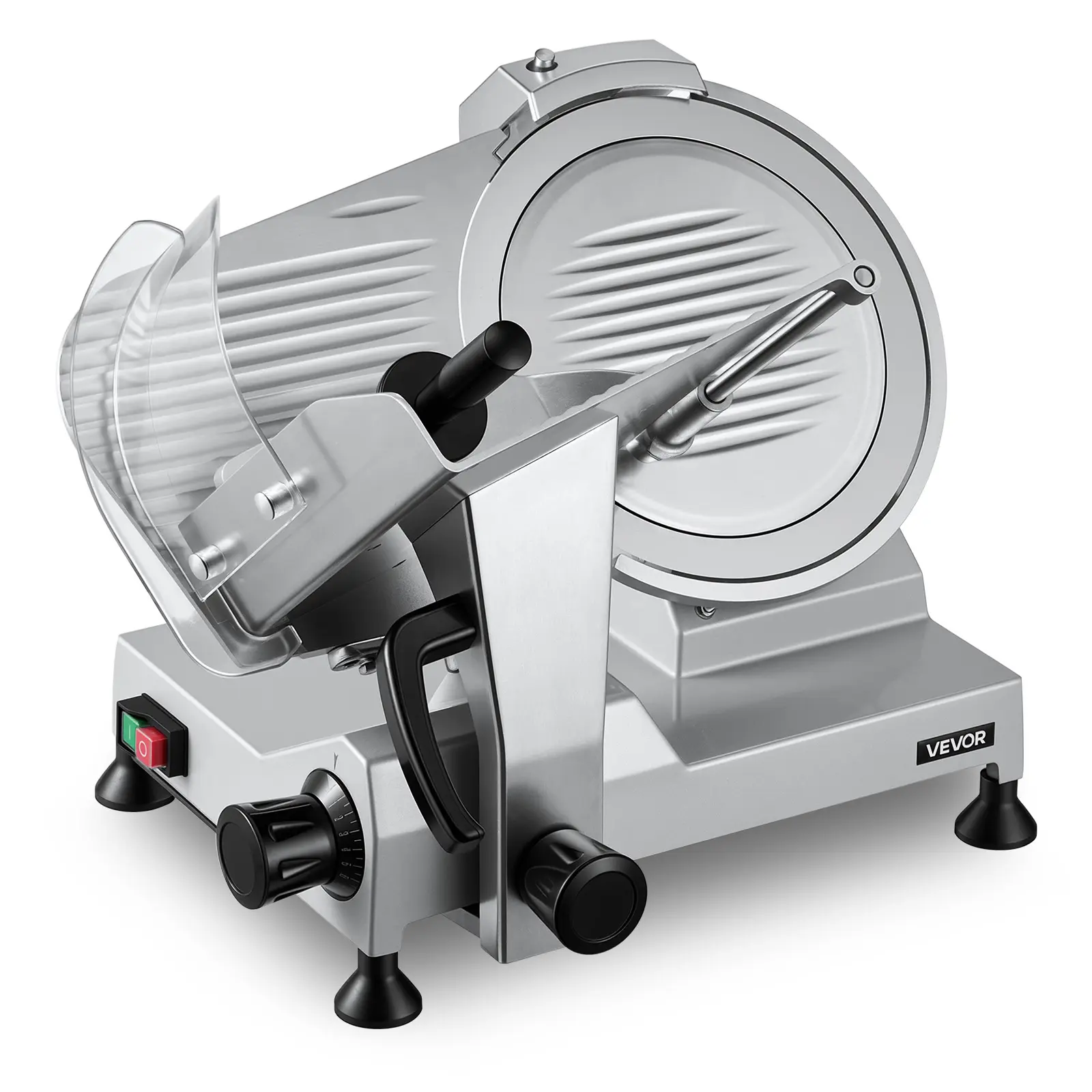 【Summerfinds】VEVOR 320W Motor Commercial Meat Slicer with 12" Carbon Steel Blade, Aluminum Alloy Build, Built-In Sharpener, 0-0.6" Accurate Adjustable Thickness for Meal Prep, Frozen Meat, UL Approved, 12" Blade