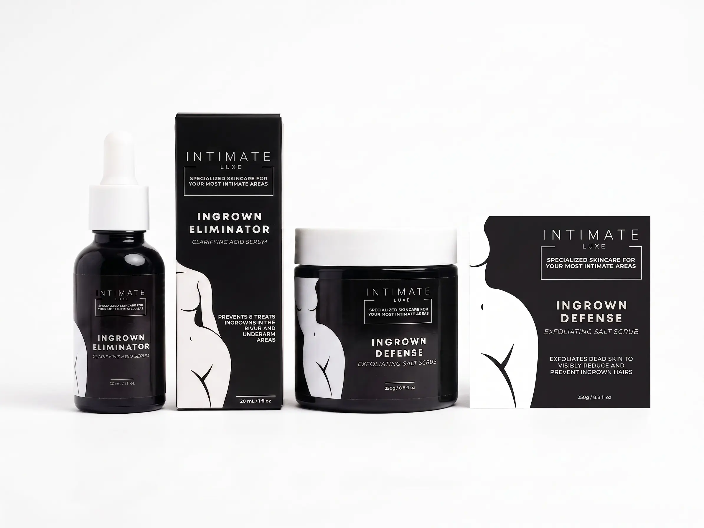 Intimate Luxe Ingrown Care Bundle | Ingrown Serum + Exfoliating Scrub | Bikini Line & Underarm Care