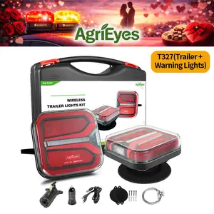 AgriEyes T327 Wireless Magnetic Trailer Lights Kit (upgrade version of T28- warning lights + signal lights all-in-one), 22 LEDs, 5 Signal Modes, IP67 Waterproof, USB-C Rechargeable, Long Runtime, 1-Year Warranty