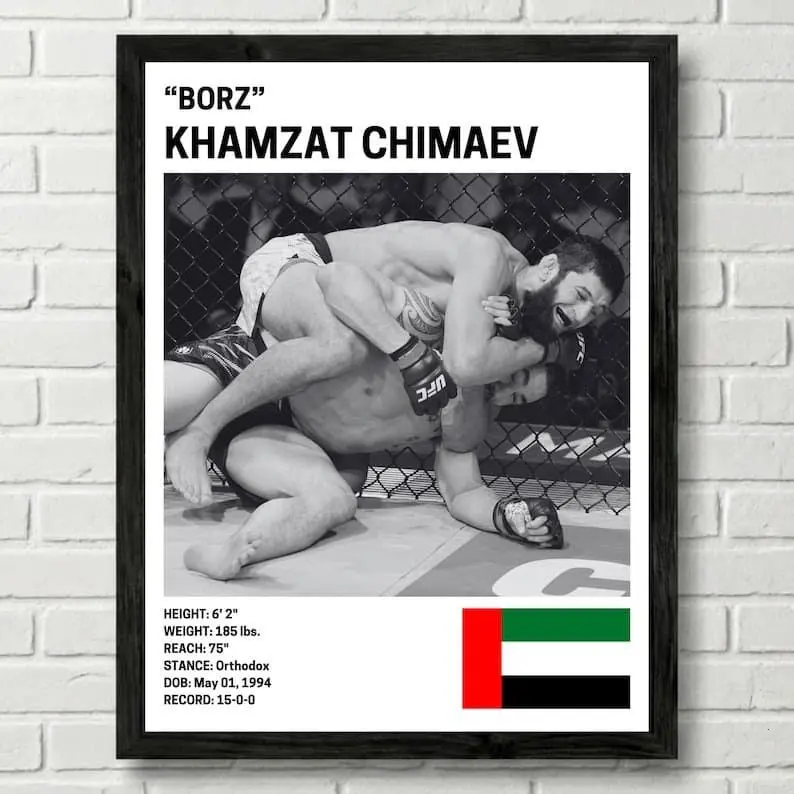 Khamzat Chimaev UFC Fighter Painted Paper Poster (18x12 in) - Photo Graphic Art, Eco Friendly Home Gym Decor, Kid Room Sports Fan Wall Supplies, Print, Decoration