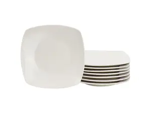 Gibson Home Zen Buffetware 8 Piece 7in Stoneware Dessert Plate Set in White