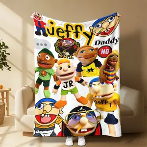 Countdown Sale! Jeffy SML Yellow Plush Throw Blanket, Ultra Soft Fluffy Iconic Puppet Print Blanket, Bold Pop Art All Season Cozy Blanket for Home Decor, Perfect Thoughtful Gift for Sons Daughters and All SML Fans