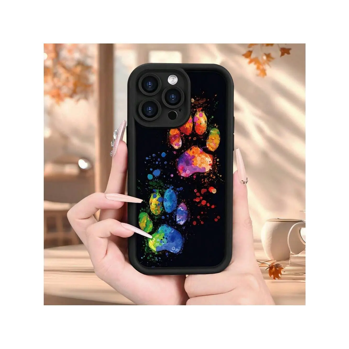 Beautiful Puppy Paw Pattern  Male And Female Frosted Texture Sky Eye Ladder Groove Mobile Phone Case Comfortable Grip For IPhone 16/16PRO/16PLUS/16PROMAX/15/15PLUS/15PRO/15PROMAX/14/14PLUS/14PRO/14PROMAX/13/13mini/13PRO/13 Suitable for iPhone 17 Air, Smar