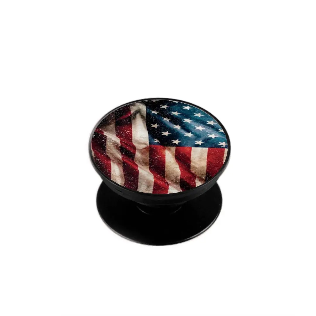 Patriotic Red White Blue Flag Phone Grip Accessories Foldable Stand