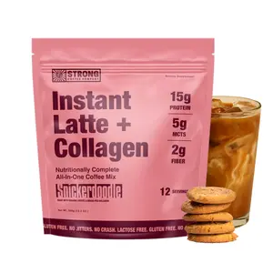 STRONG Coffee Company Snickerdoodle Latte + Collagen - Instant Fair Trade Coffee with 15g Grass Fed Collagen Protein & Organic MCTs - 12 Servings - Gluten Free, No Jitters