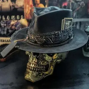 2025 New Halloween New Skull Hat Western European Cowboy Hat Ball Hat Sad Reaper Handmade Skull Hat Party Hats