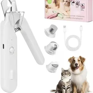 2-in-1 Pet Nail Clipper and Grinder, Ultra Quiet Electric Grooming Tool with LED Light, Rechargeable for Dogs & Cats of All Sizes, Low-Noise Motor for Safe Trimming
