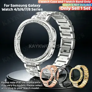 KAYKWONG'S Fashionable Elegant Set, Imitation Diamond Sparkling Watch Strap and Case, Compatible with Samsung Galaxy 4/5/6/7/8, 40mm/44mm, Stylish Premium Band and Case, Smart Watch Accessories, Smart Watch Straps