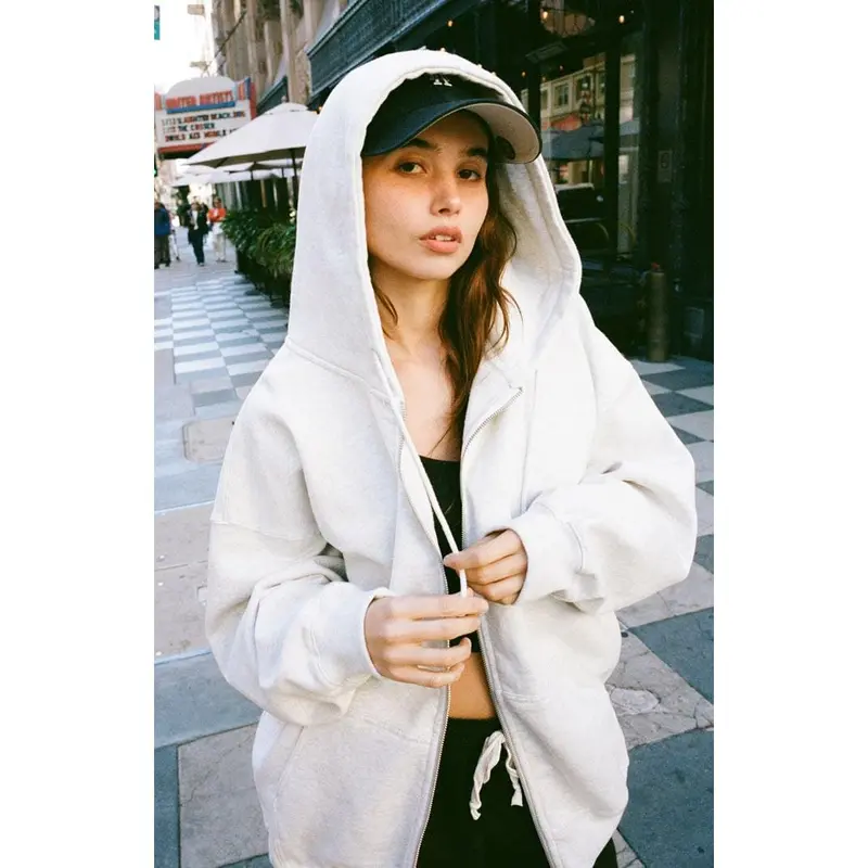 John Galt Women's Light Gray Christy Full Zip Hoodie